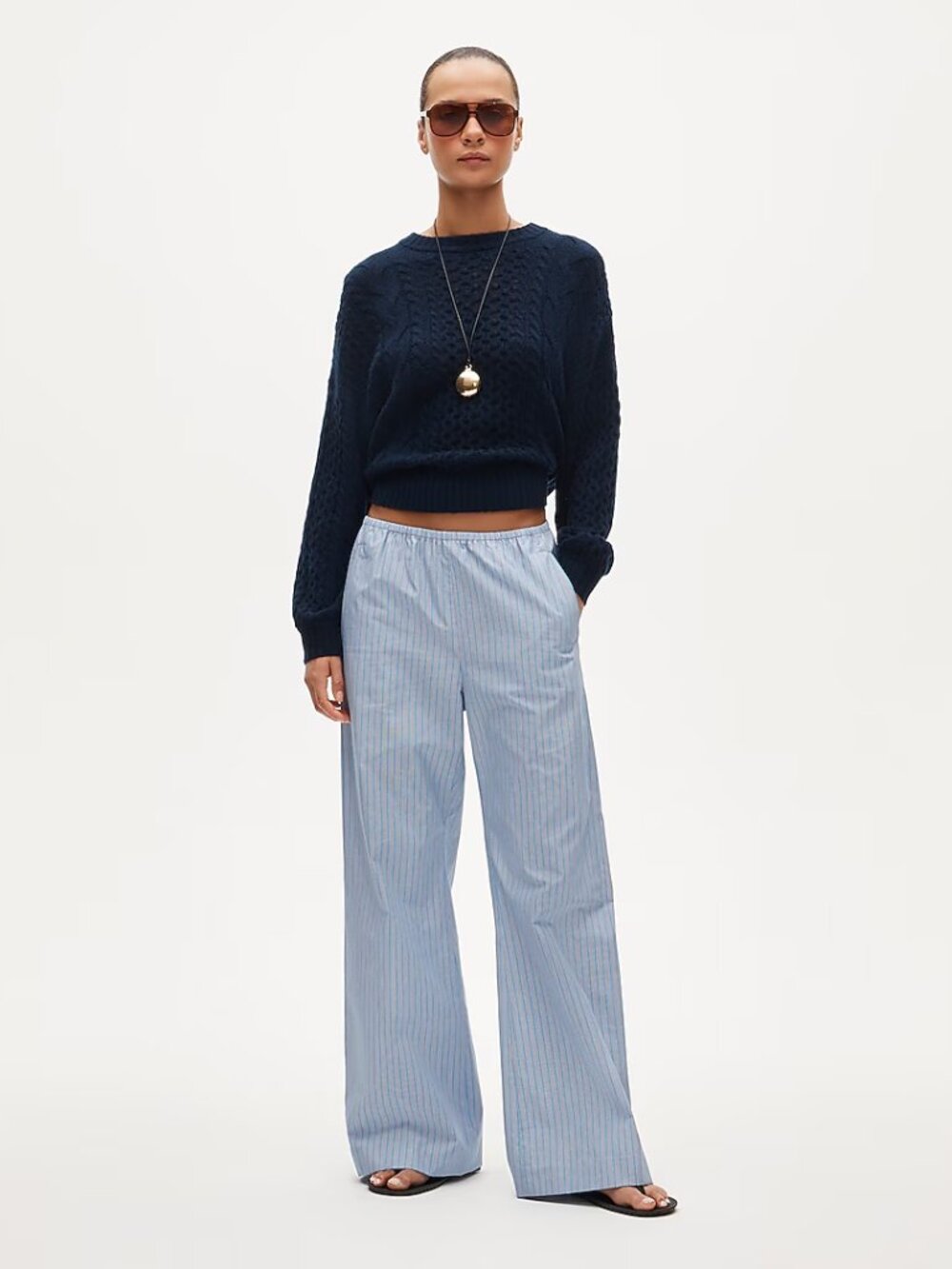 J. Crew Cosmo pant in cotton - blue & white stripe (XS Petite) - Like New